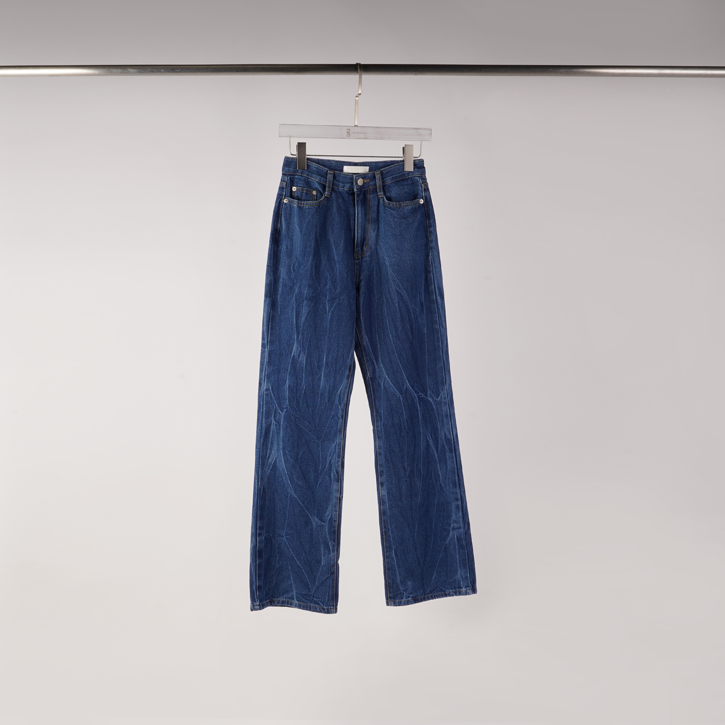 刷色波紋直筒牛仔褲｜L | 牛仔藍