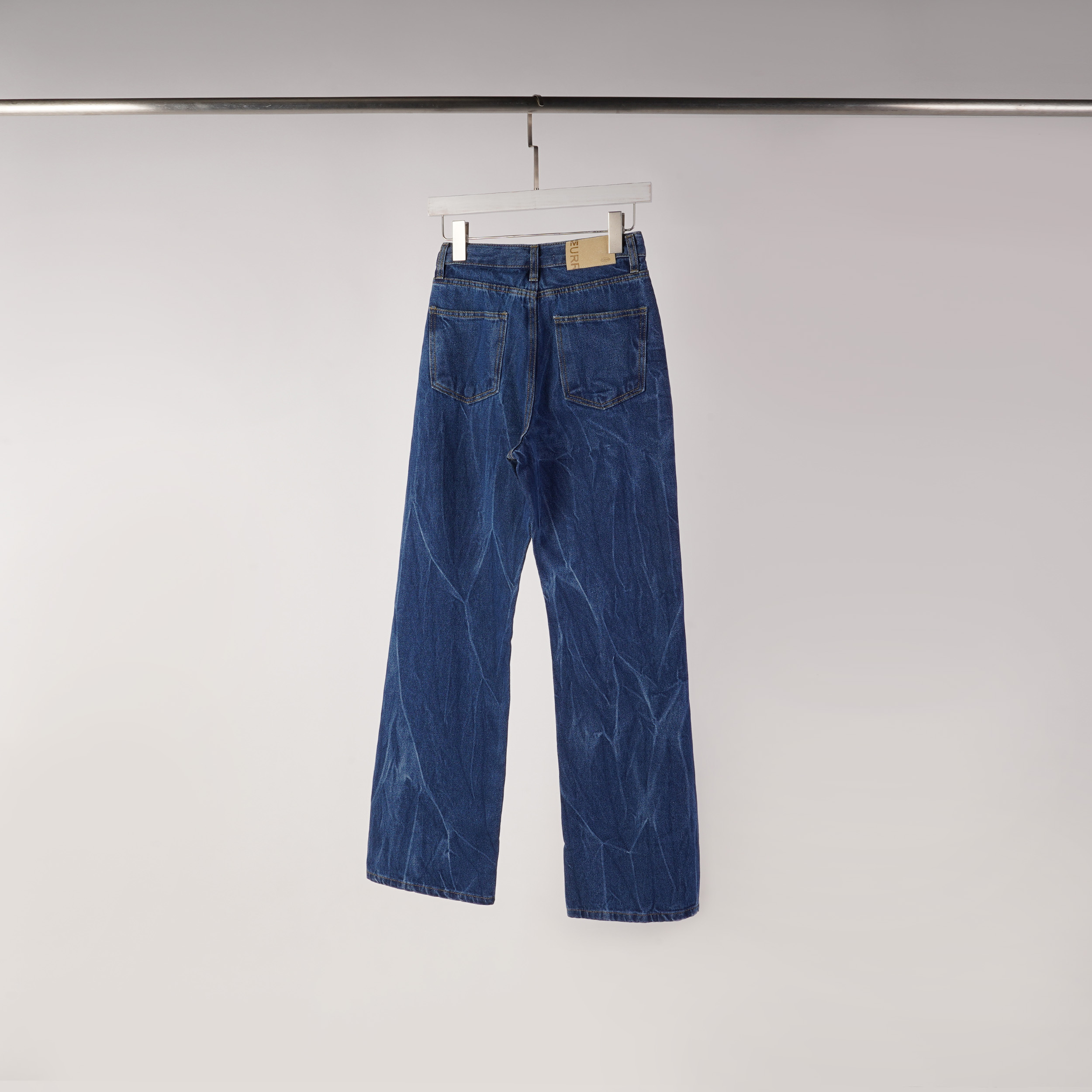 刷色波紋直筒牛仔褲｜L | 牛仔藍