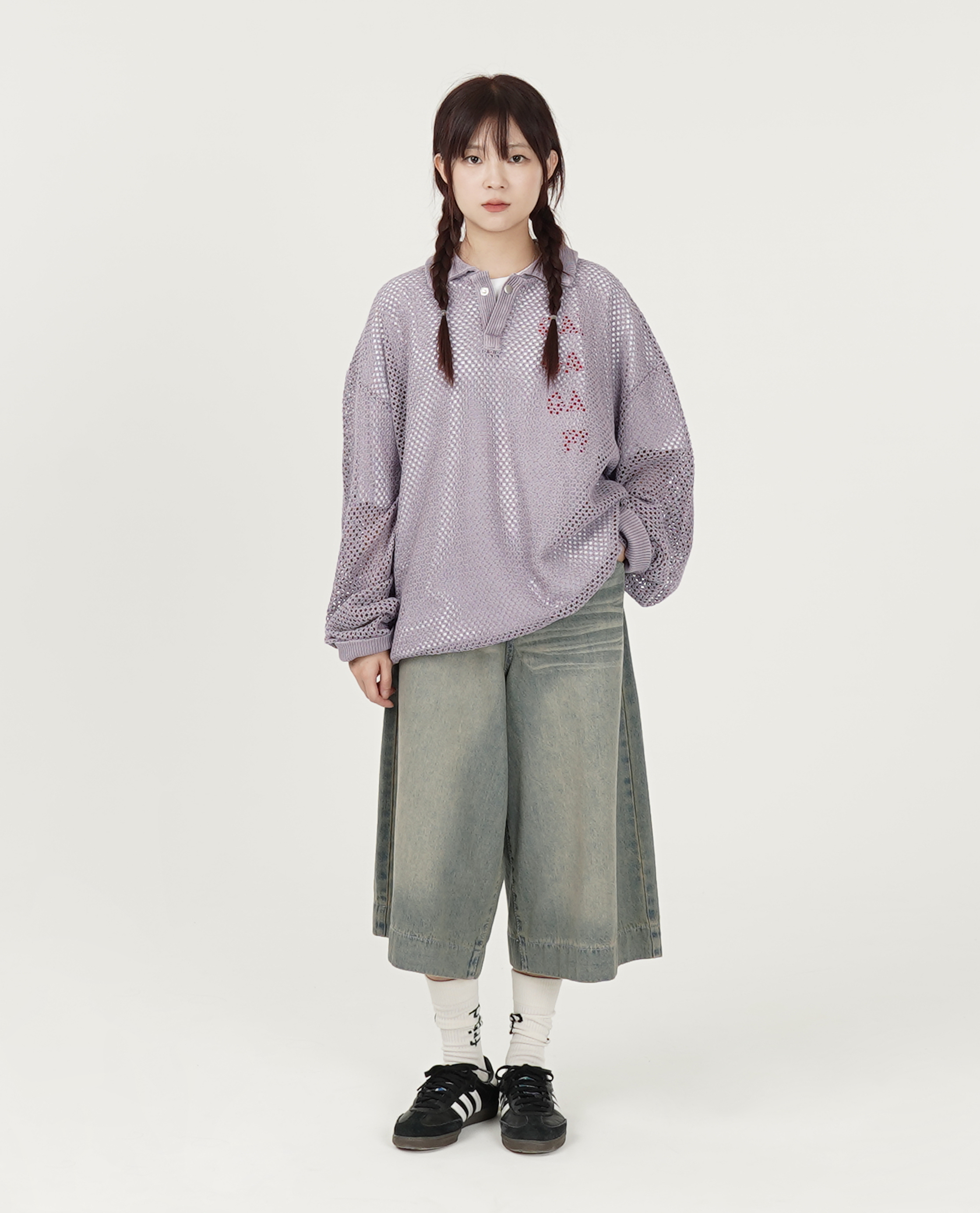 膝下漂色短牛仔