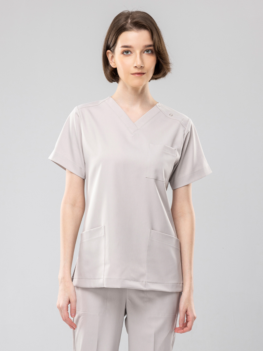 【 AB719-F1 】男女通用-刷手上衣-AB柔挺布-杏仁奶