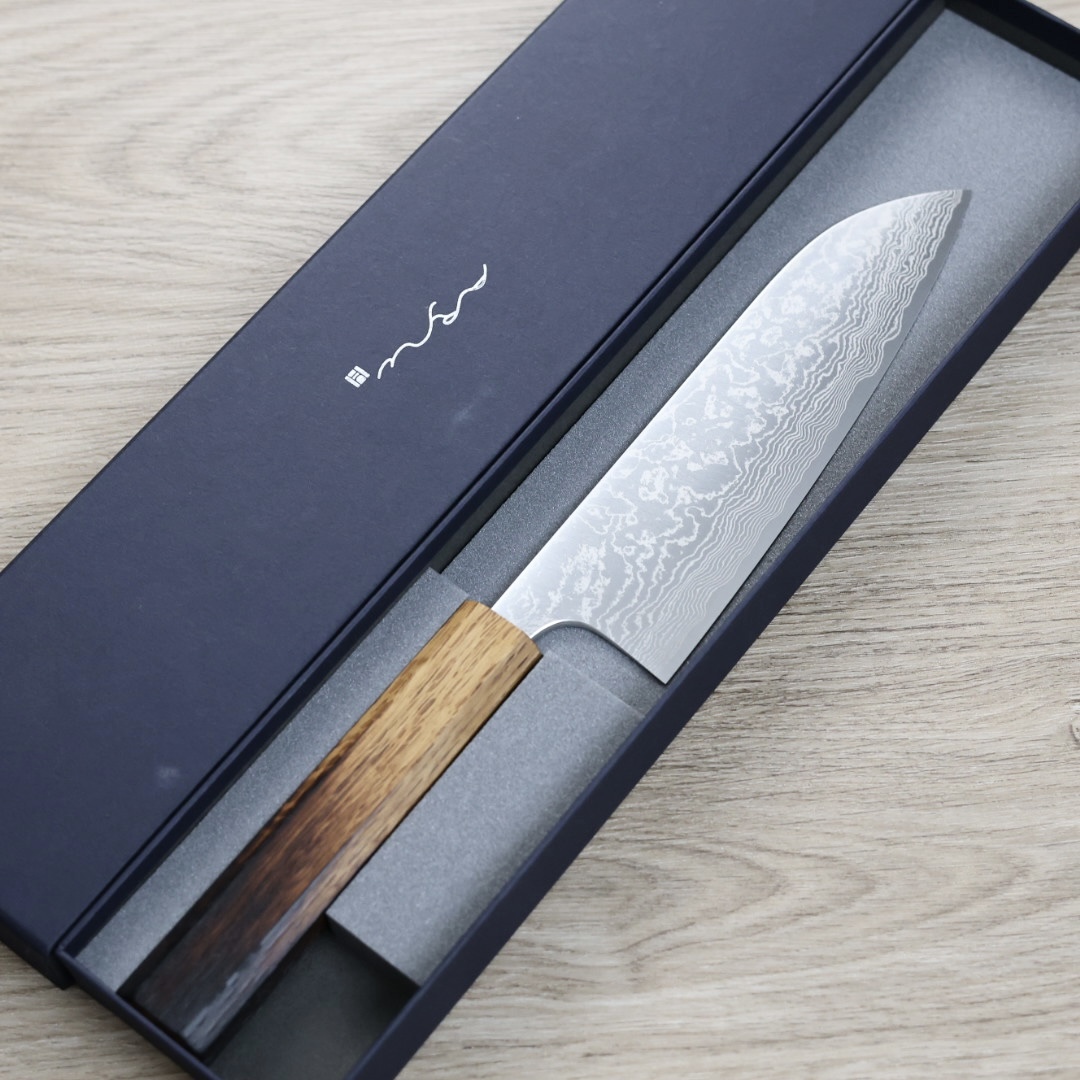 安立打刃物 三德刀 165mm VG10 大馬士革 和柄