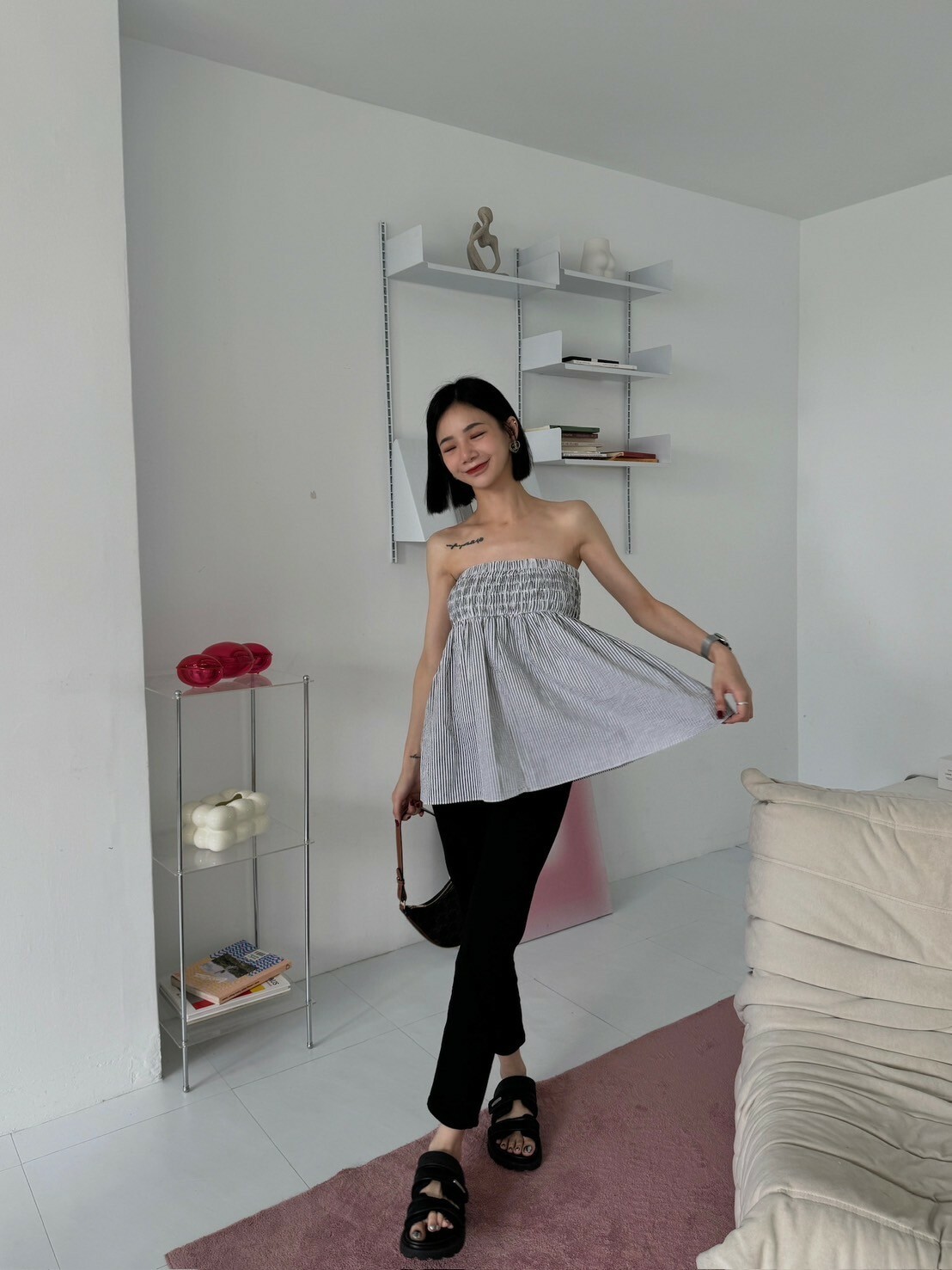 LADY直條鬆緊平口上衣