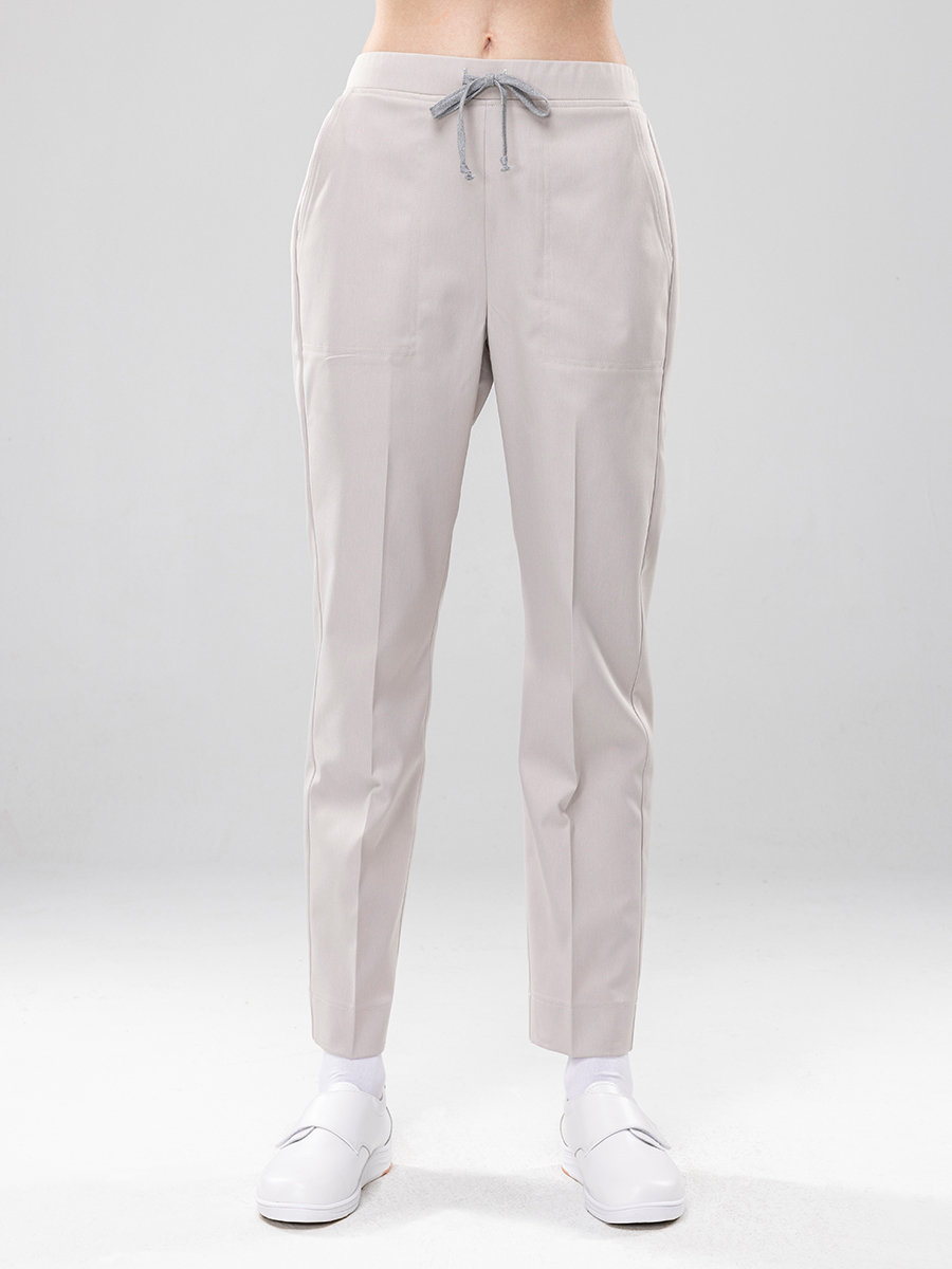 【 AB912-F1 】男女通用-鬆緊抽繩長褲-AB柔挺布-杏仁奶