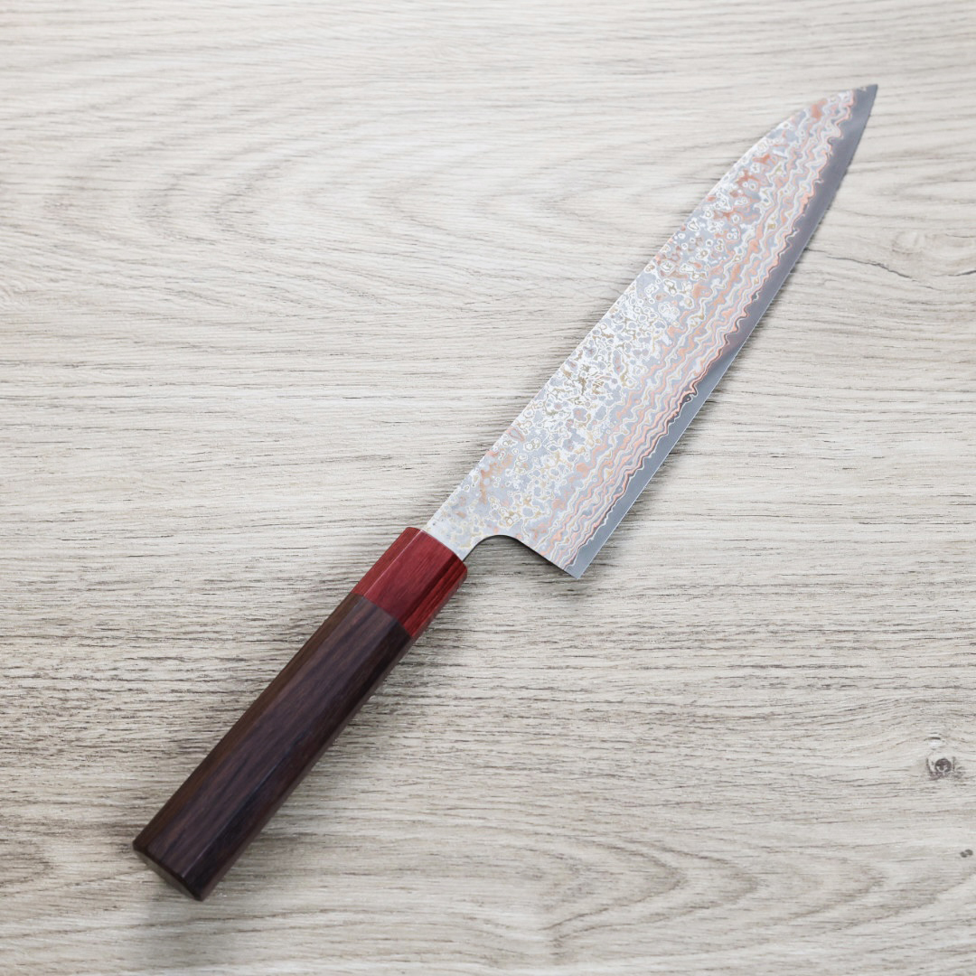 佐治武士 牛刀 210mm VG10鋼 黑染霓虹大馬士革