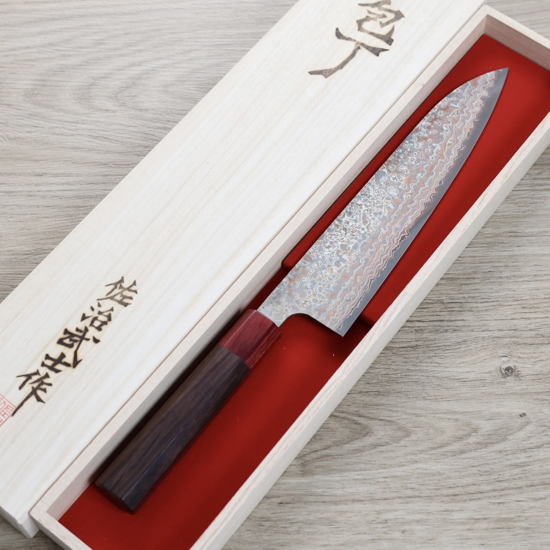 佐治武士 牛刀 210mm VG10鋼 黑染霓虹大馬士革