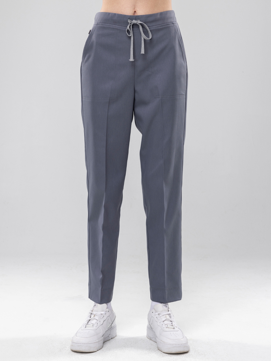 【 AB912-W3 】男女通用-鬆緊抽繩長褲-AB柔挺布-蓋亞灰