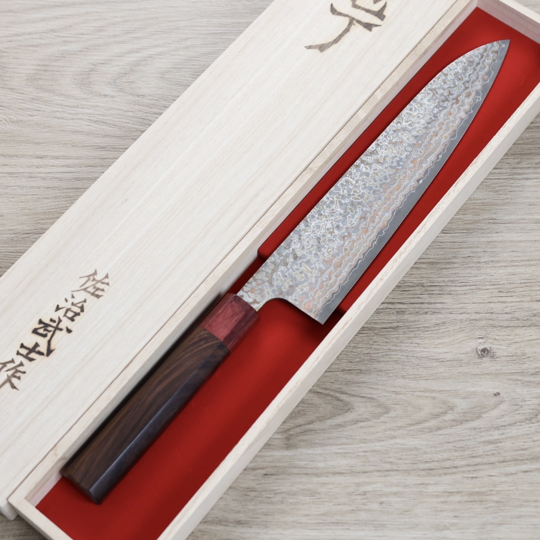 佐治武士 牛刀 240mm VG10鋼 黑染霓虹大馬士革