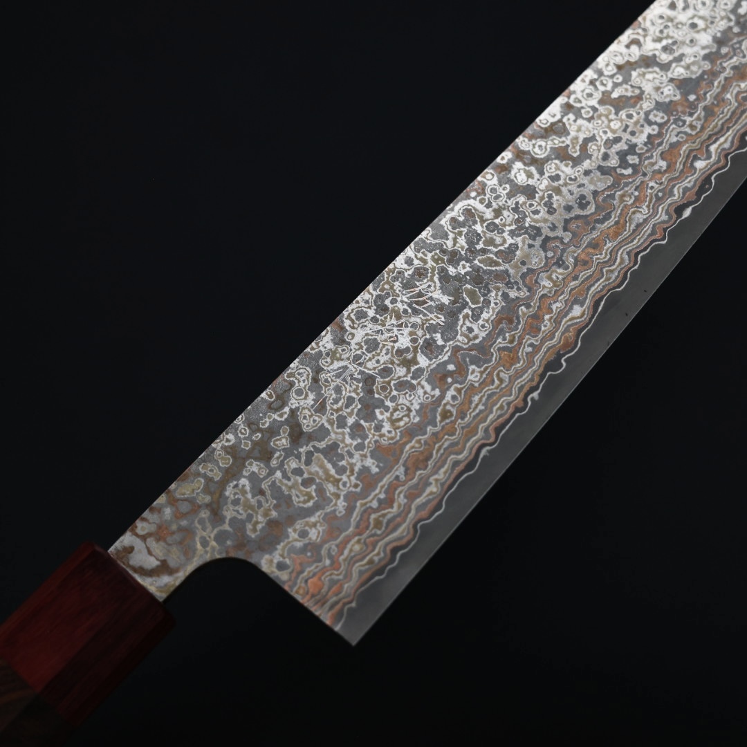 佐治武士 クロス槌目 黒打ち vg10 牛刀240mm 佐治武士牛刀240mm VG10鋼