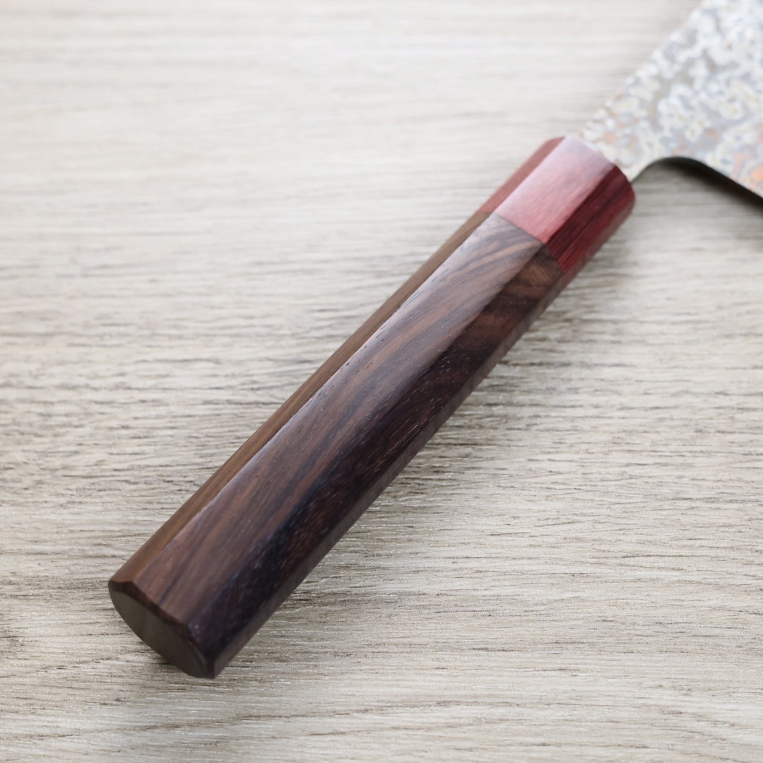 佐治武士牛刀240mm VG10鋼黑染霓虹大馬士革