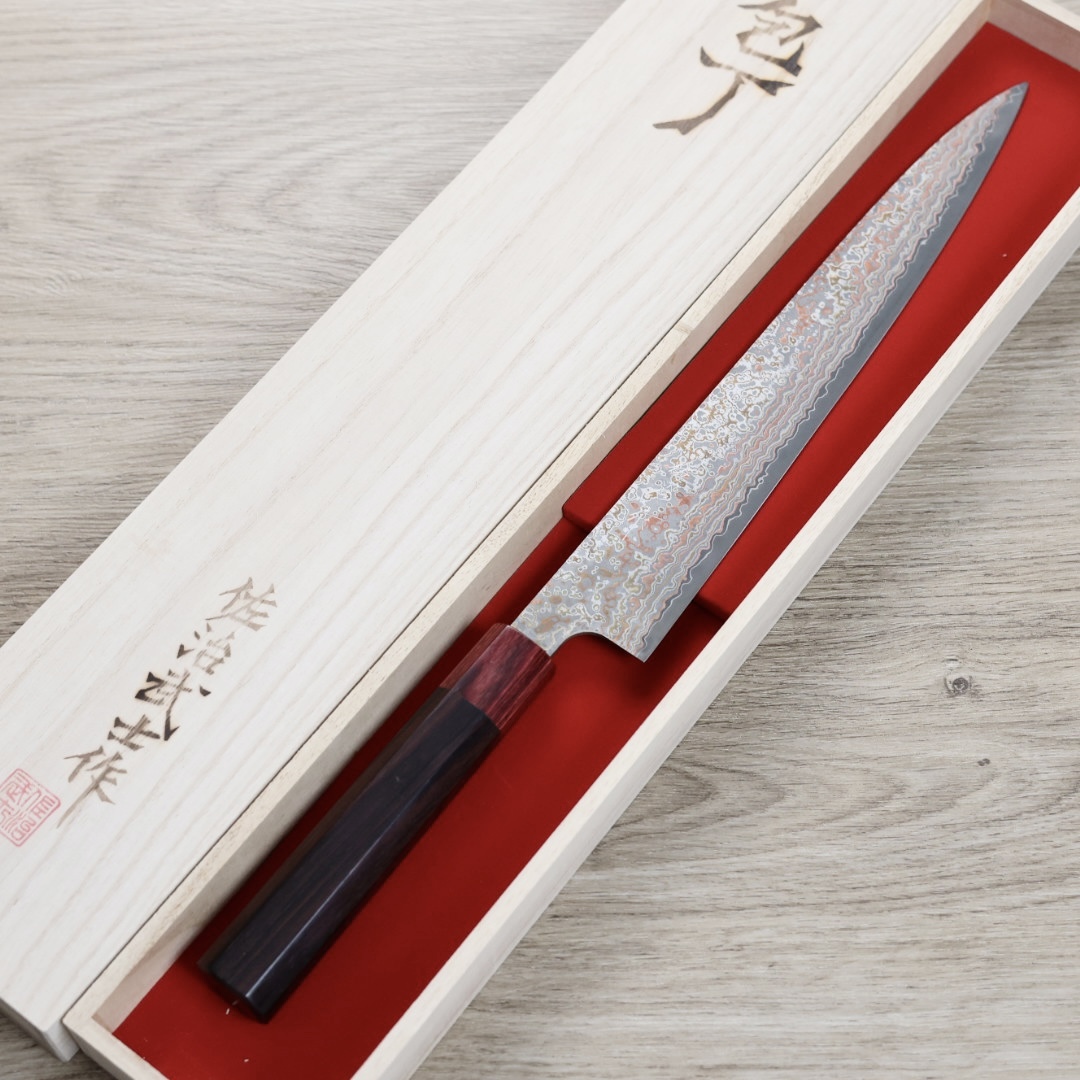 佐治武士 筋引 270mm VG10鋼 黑染霓虹大馬士革