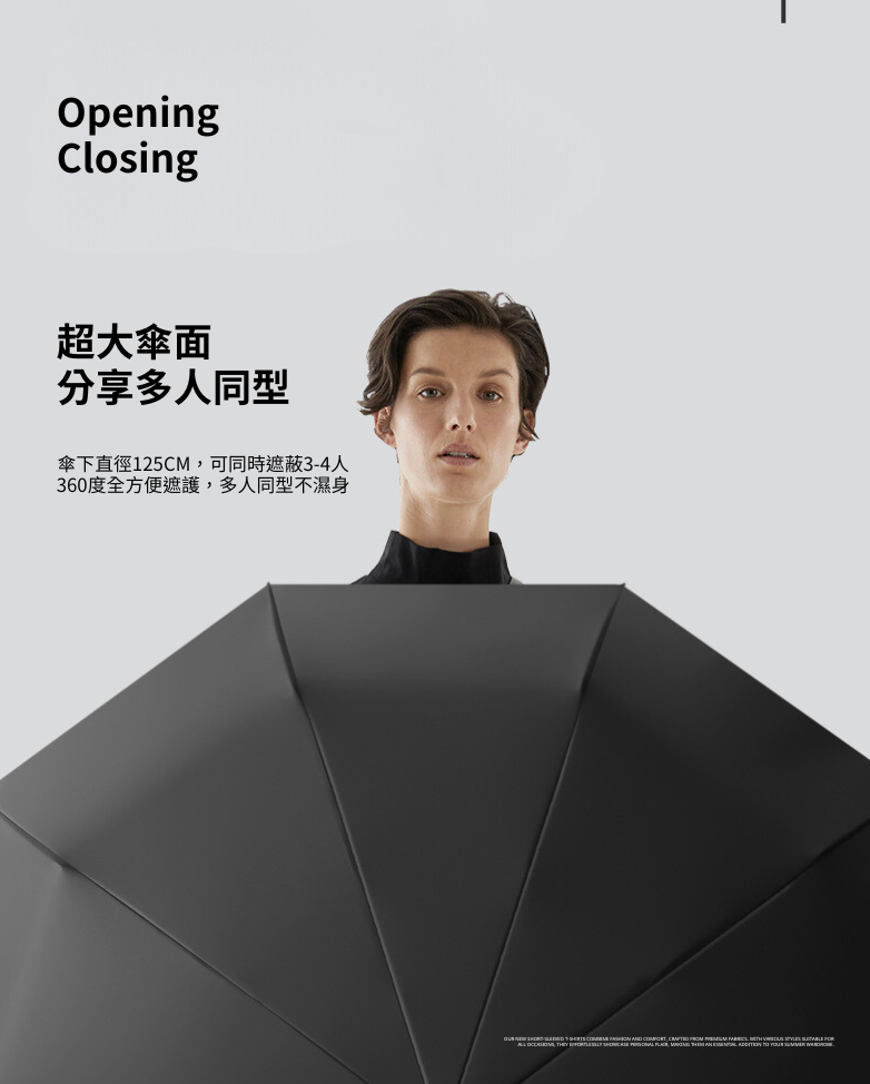 加大傘面125CM寬 環扣掛勾 晴天雨天兩用傘 全自動摺疊雨傘