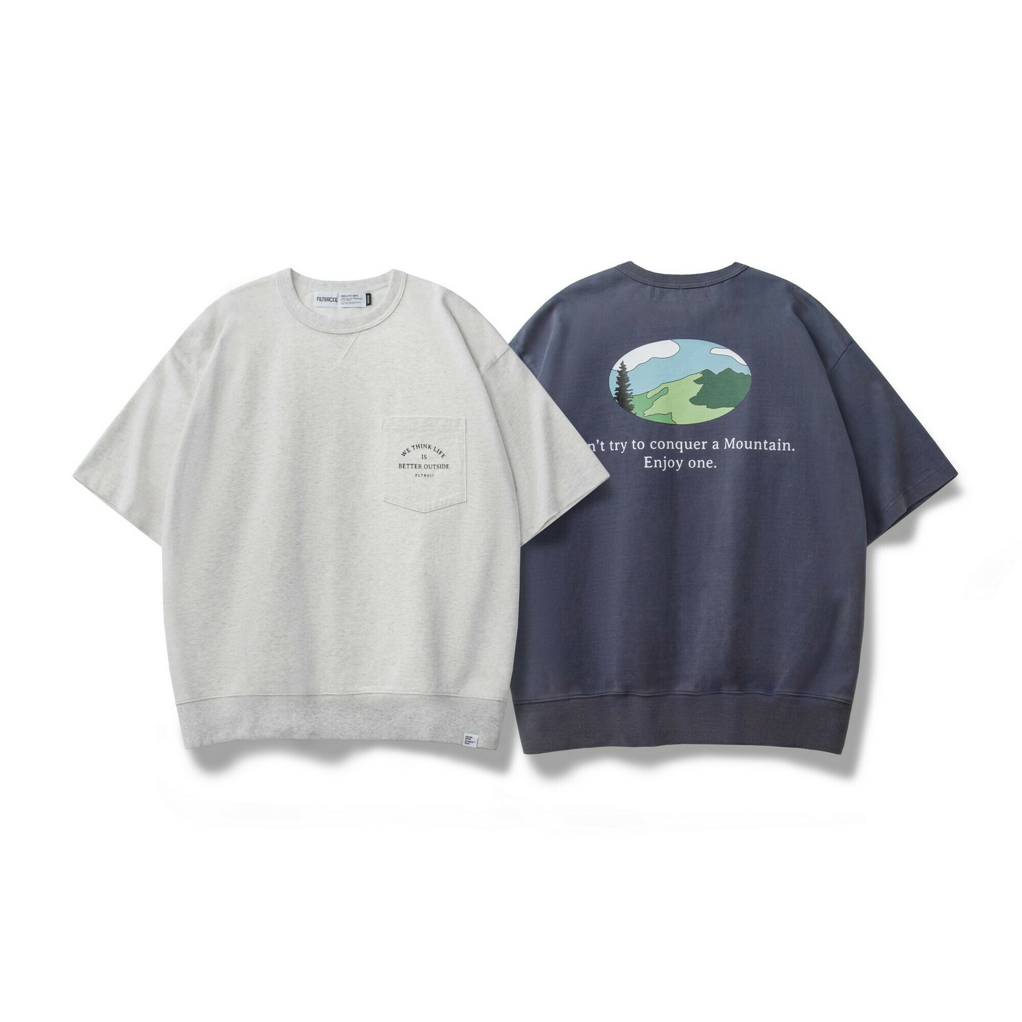FILTER017® Mountain Range Graphic Short Sleeve Sweatshirt 山脈圖像羅紋學院短Tee