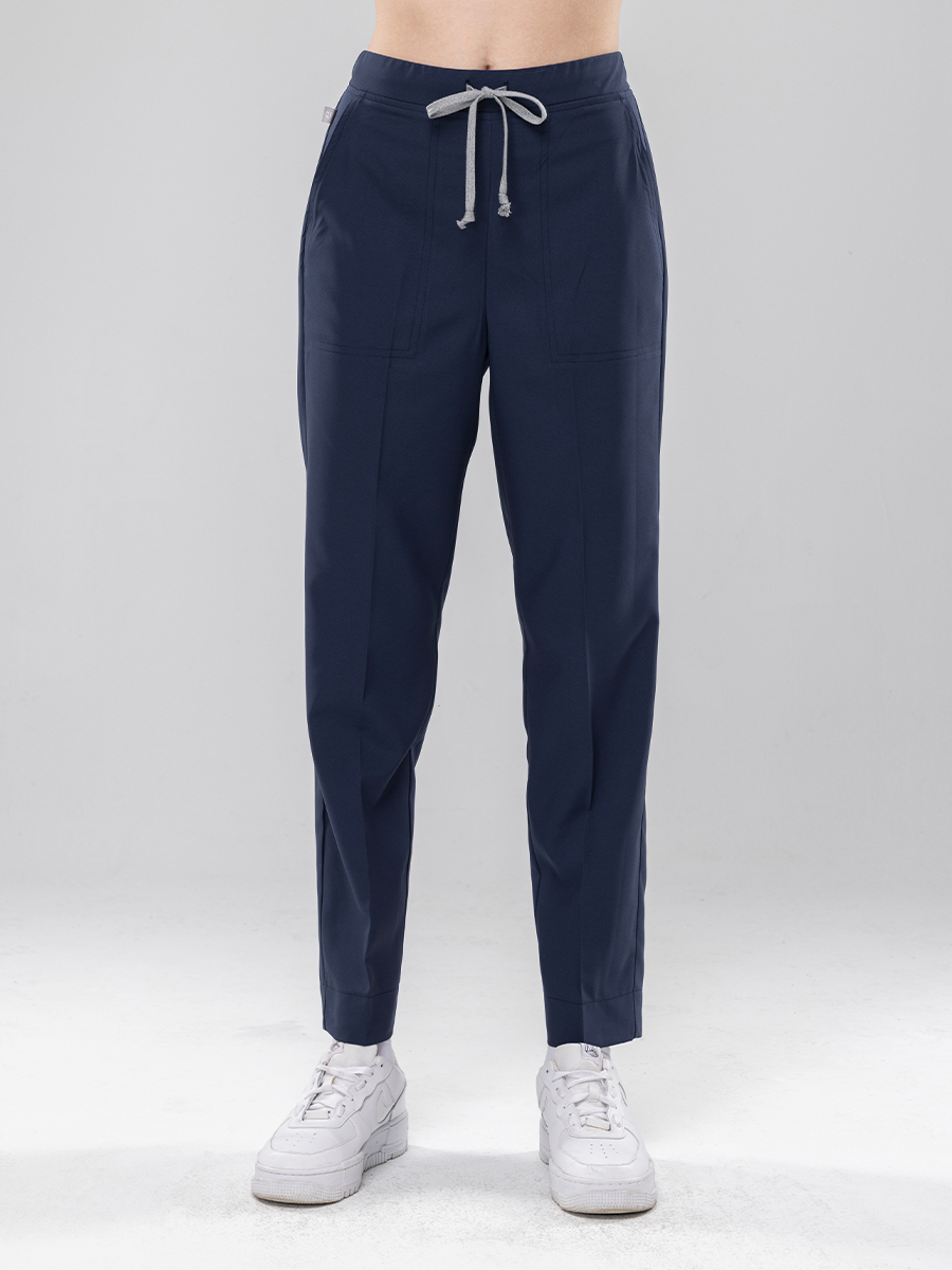 【 AC912-B9 】男女通用-鬆緊抽繩長褲-AC輕羽布-深海藍