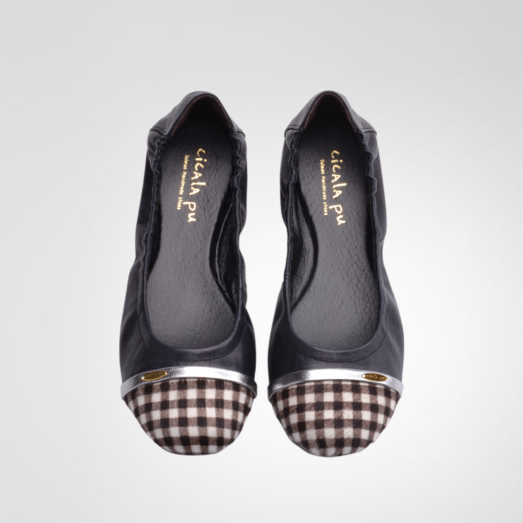 M0537 黑白格 手工豆豆鞋