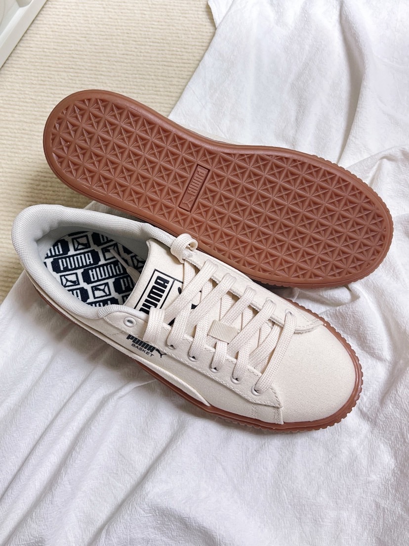 PUMA BASKET PLATFORM CANVAS 米白焦糖 (399251-02)
