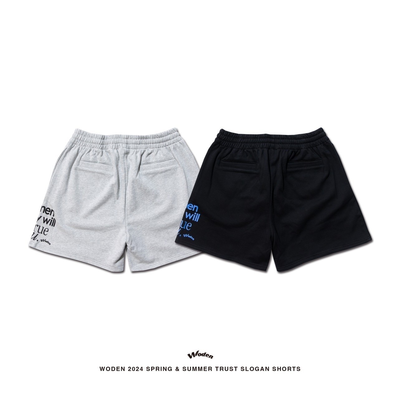 WODEN 2024 Spring & Summer 014 Trust Slogan Shorts
