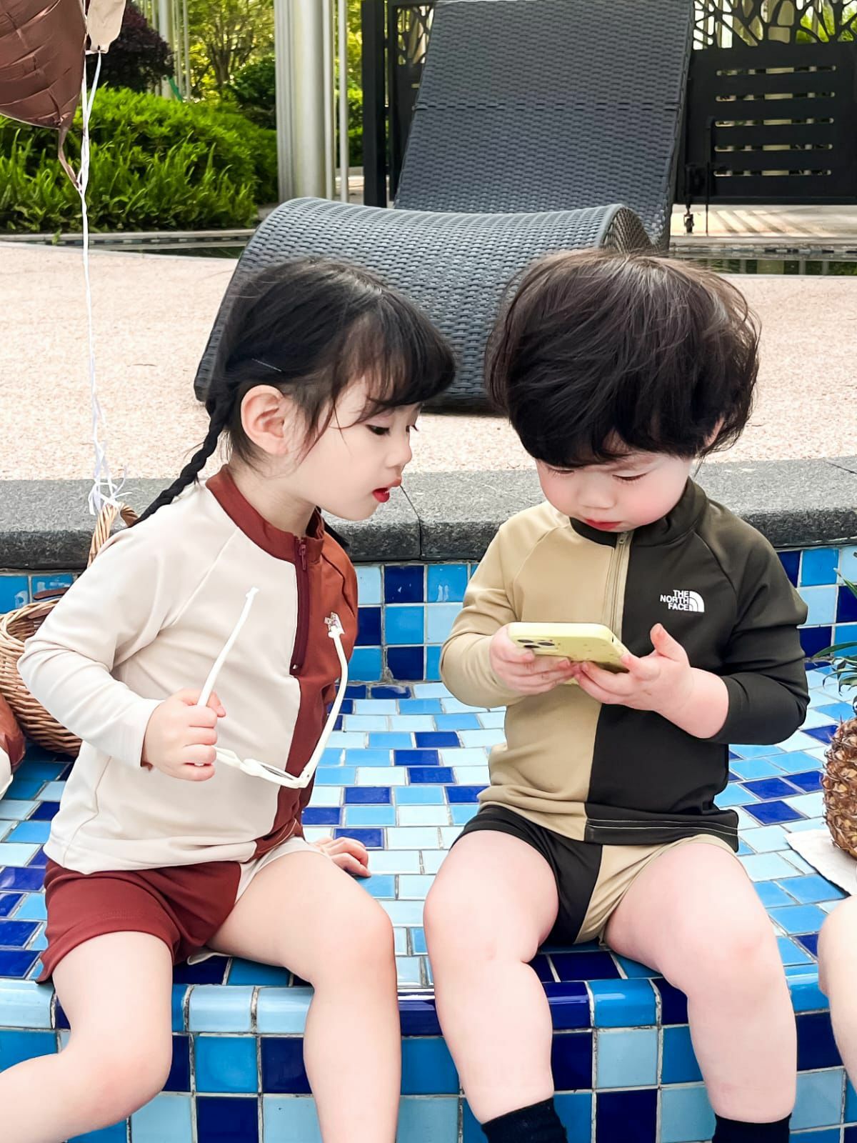 廠單 TNF 拼色泳衣三件套