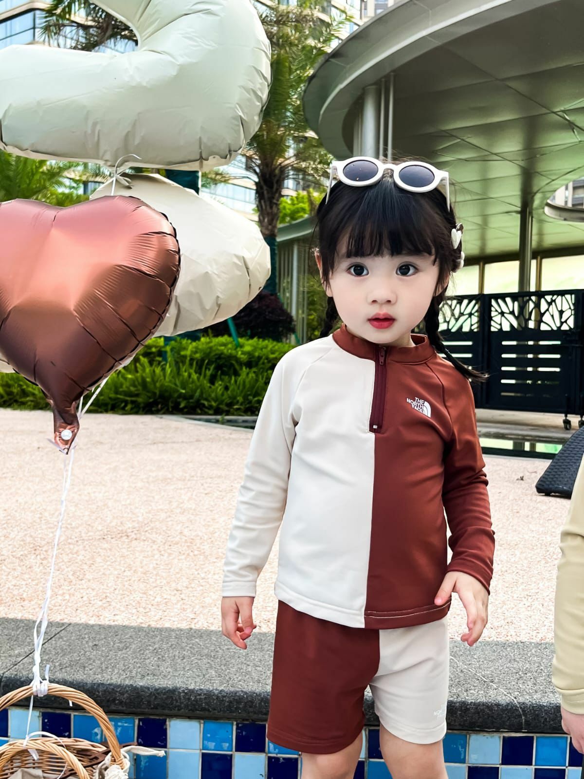 廠單 TNF 拼色泳衣三件套