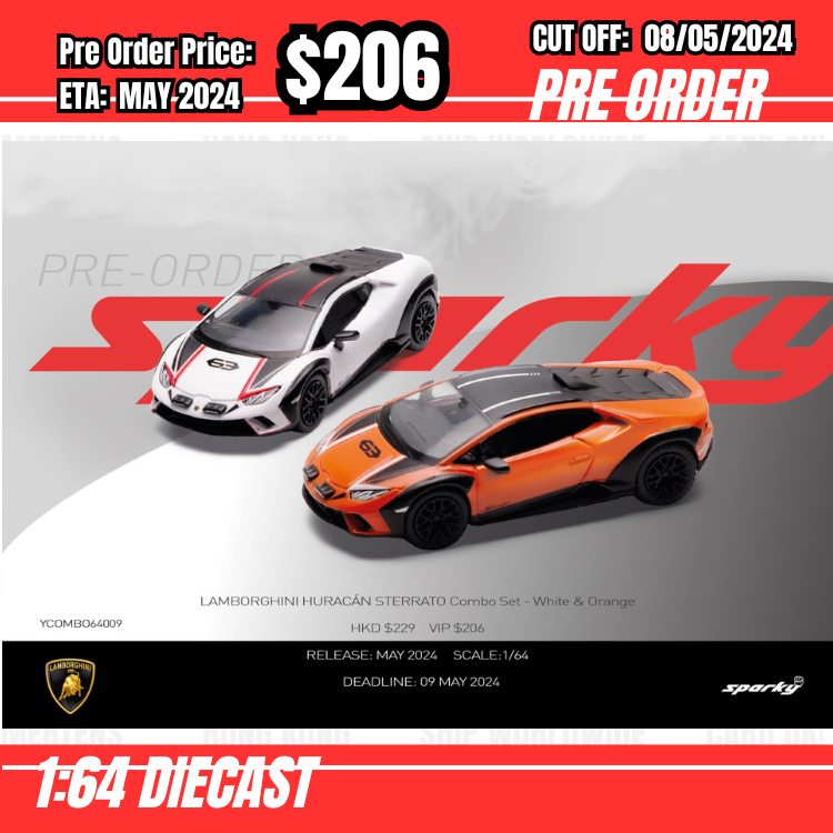 PO-$206 * Sparky * 1:64 Lamborghini Huracán Sterrato Combo Set - White & Orange [OD04/05]
