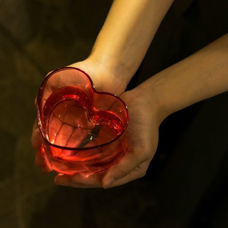廣田硝子 心型玻璃杯(透明/粉色)