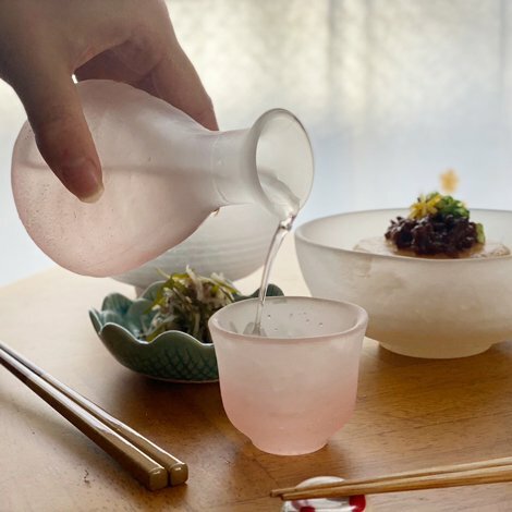 廣田硝子 吹雪系列 酒器套組(粉色/藍色)