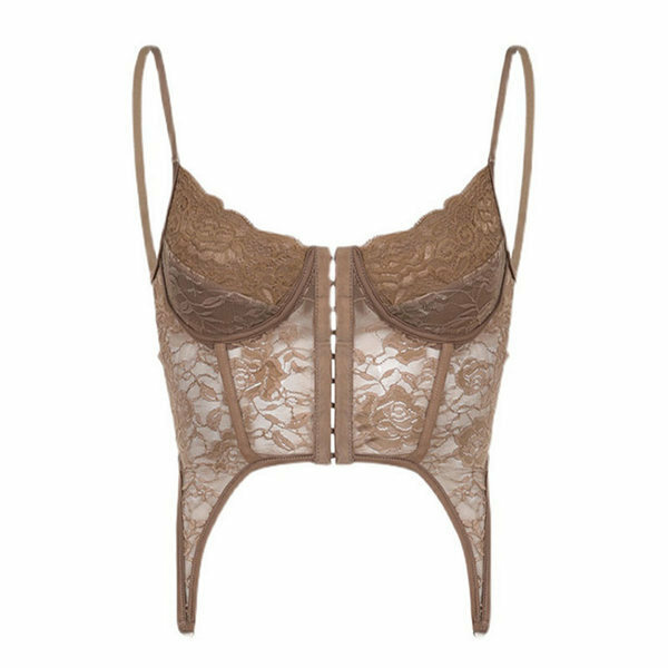 Hot selling retro lace stitching crochet suspender belt (khaki S size-L size) (please contact customer service to confirm the delivery size after placing the order)