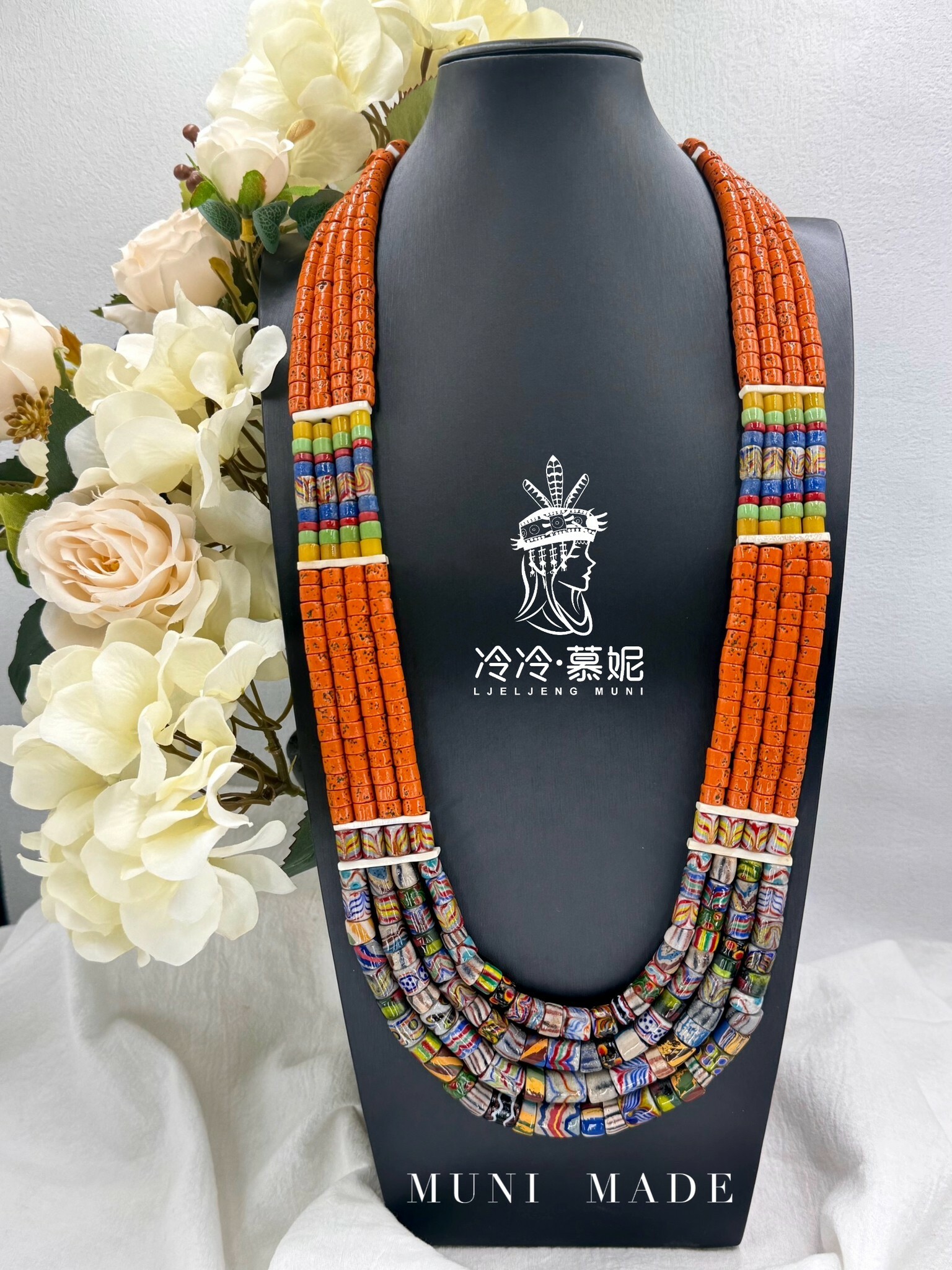 Muni-No.26傳統花珠四排長鍊59cm