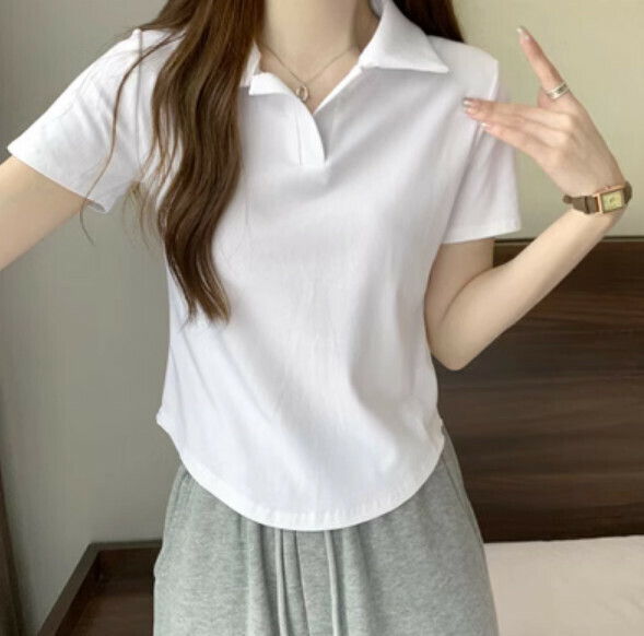Summer Polo Collar Short Sleeve T (White) [Size: S-L] [Contact Customer Service to Confirm Shipping Size after Placing an Order]