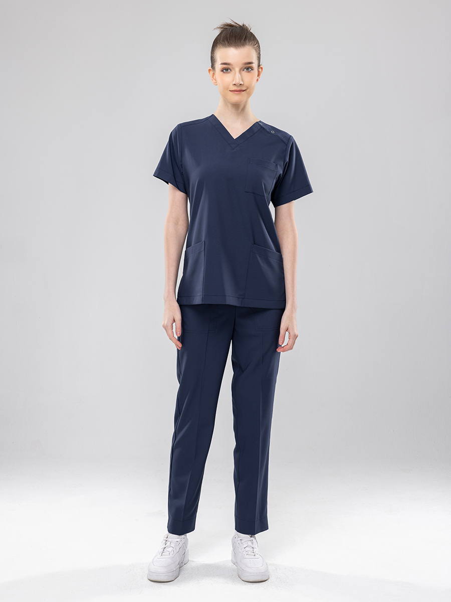 【 AC912-B9 】男女通用-鬆緊抽繩長褲-AC輕羽布-深海藍