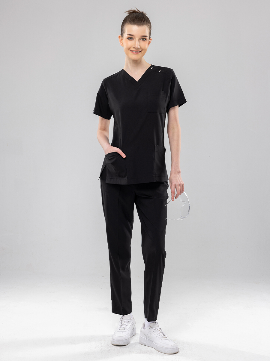 【 AC912-W9 】男女通用-鬆緊抽繩長褲-AC輕羽布-石墨黑