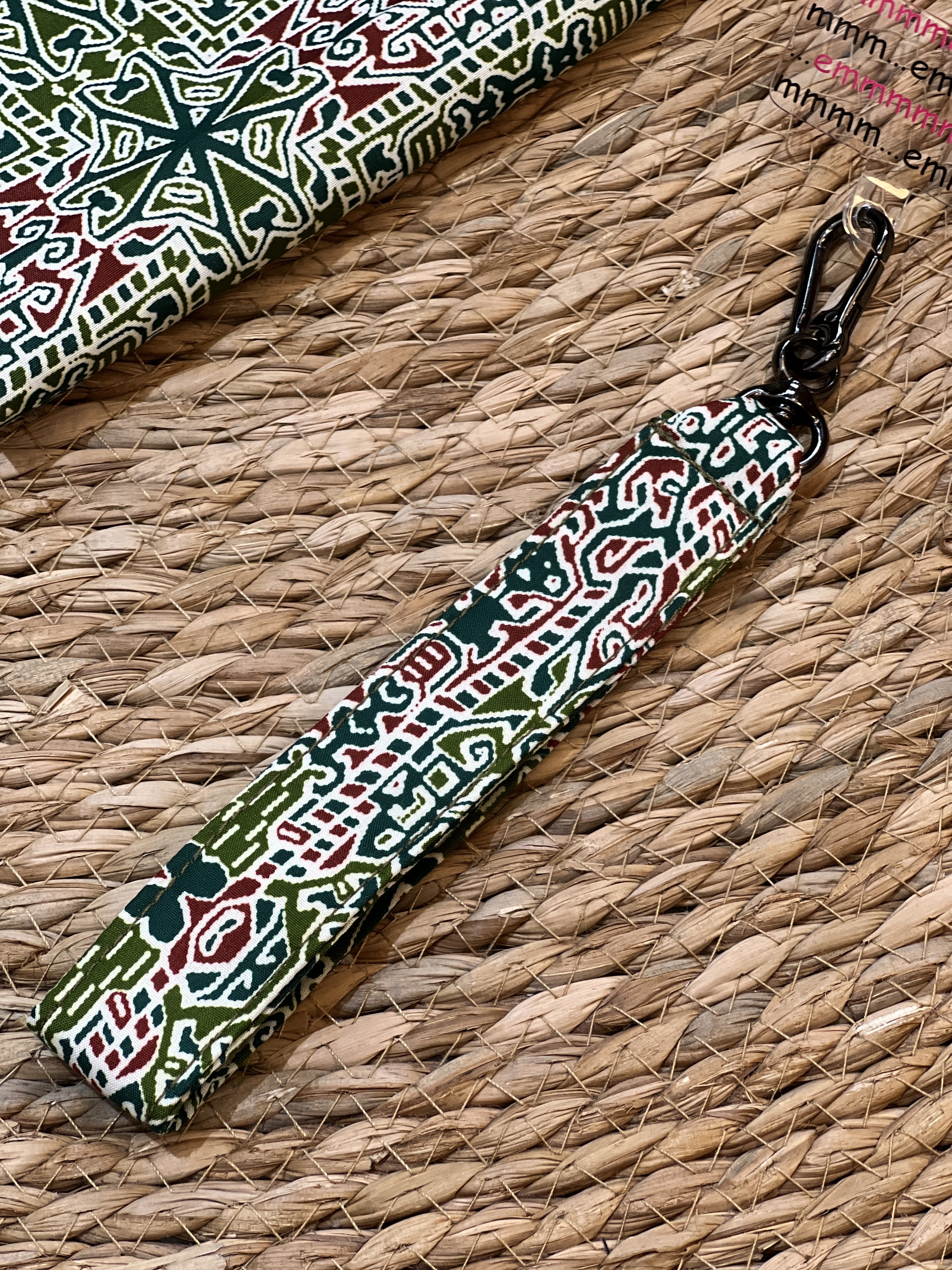 Phone Charm 手機手帶 | 綠色民族布