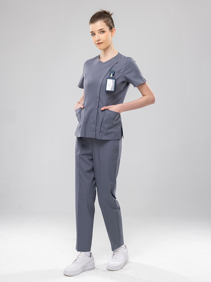 【 AB912-W3 】男女通用-鬆緊抽繩長褲-AB柔挺布-蓋亞灰