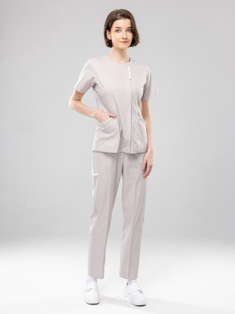 【 AB912-F1 】男女通用-鬆緊抽繩長褲-AB柔挺布-杏仁奶