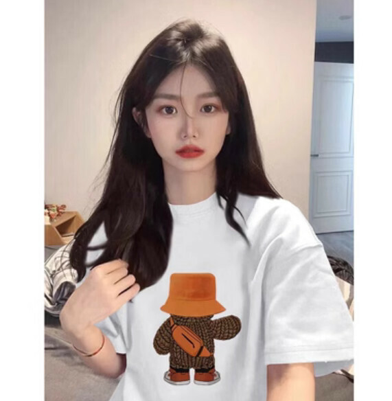 Summer loose cartoon print T (white) [Size: S-2XL] [Contact customer service to confirm the shipping size after placing an order]