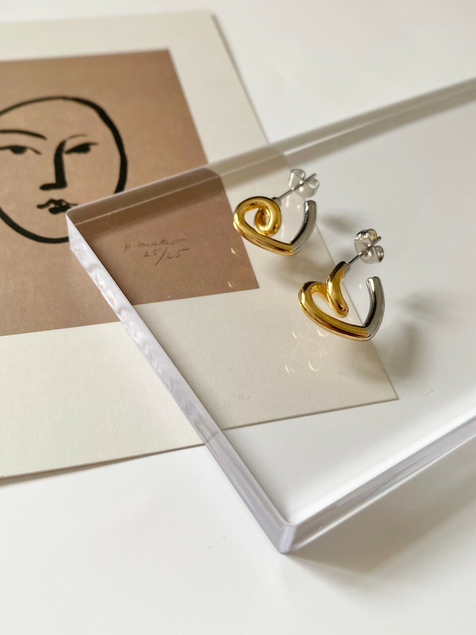 SS bicolor heart pierce
