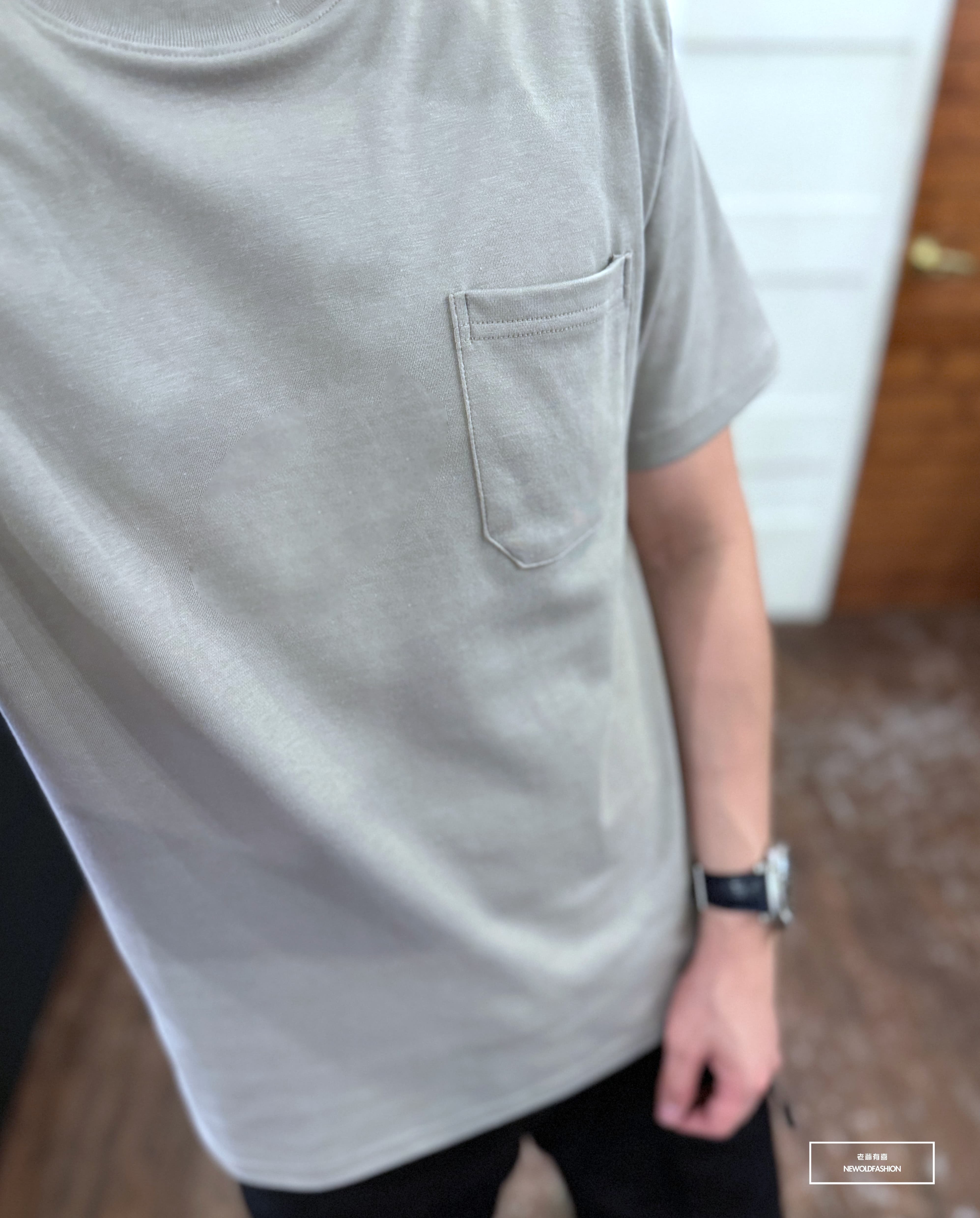 『新品上市』重磅原色胸口袋短T(NOF240488025)-卡其