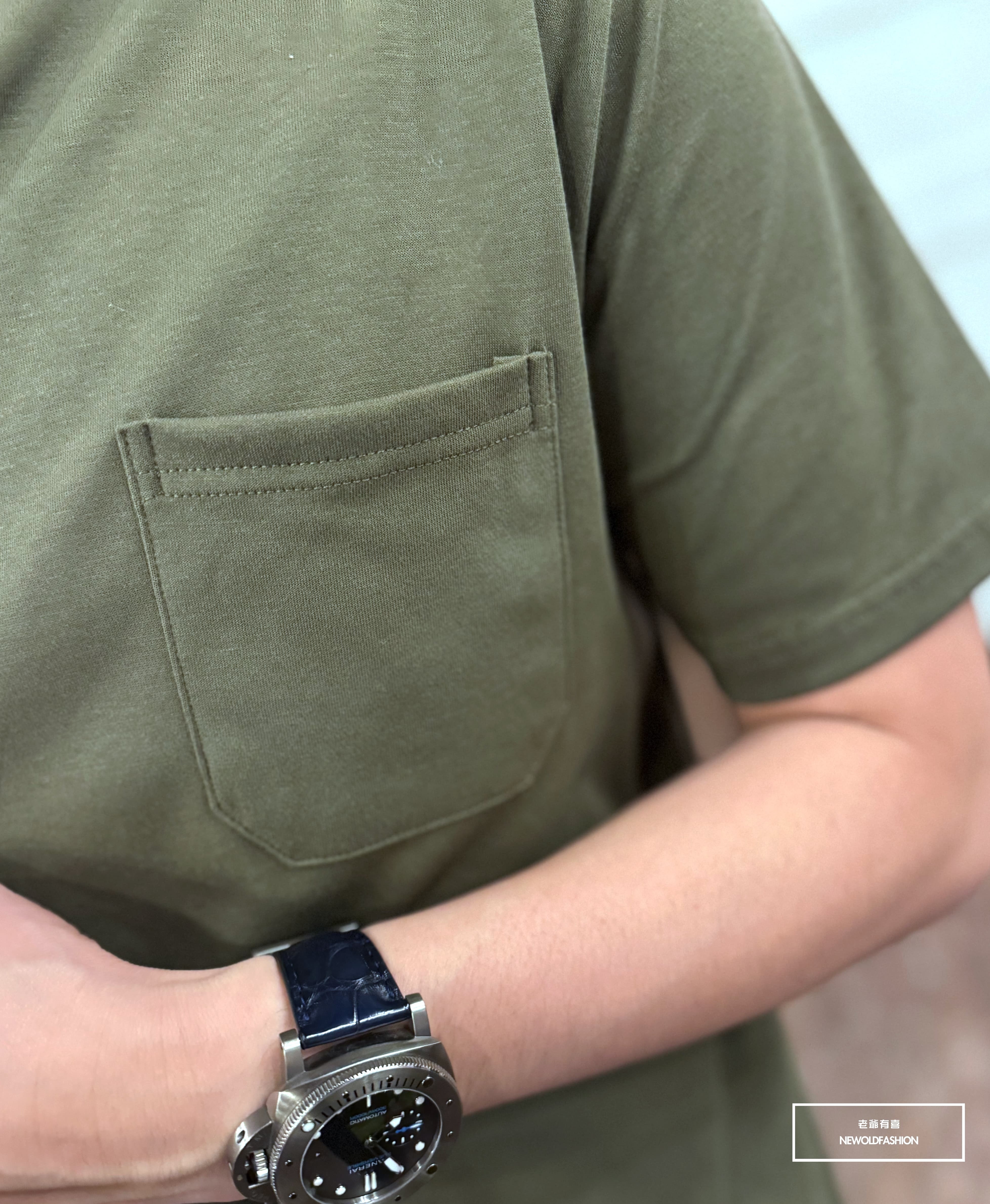 『新品上市』重磅原色胸口袋短T(NOF240488025)-綠