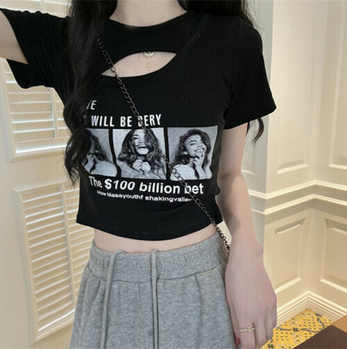 熱賣印花短袖T恤【黑色】【均碼】