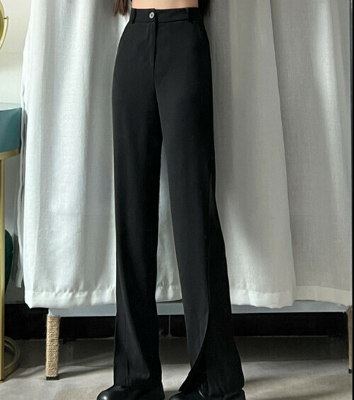 Hot selling slit suit pants [black] [S-XL size] (please contact customer service to confirm the delivery size after placing the order)