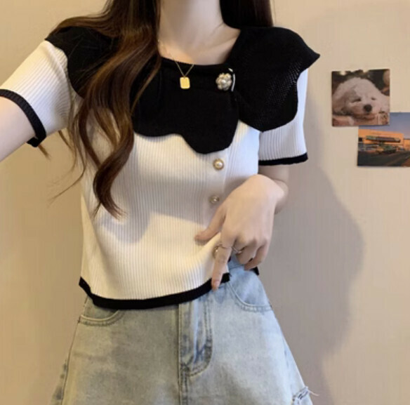 Summer Ice Silk Short Sleeve T (White) [Size: S-L] [Contact customer service to confirm the shipping size after placing an order]