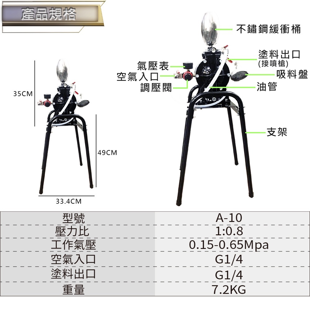 附發票｜A-10 氣動隔膜泵｜隔膜泵 水泵 A-10 氣動隔膜泵 噴漆泵 噴油泵 油漆泵 吸油涂料泵油墨泵