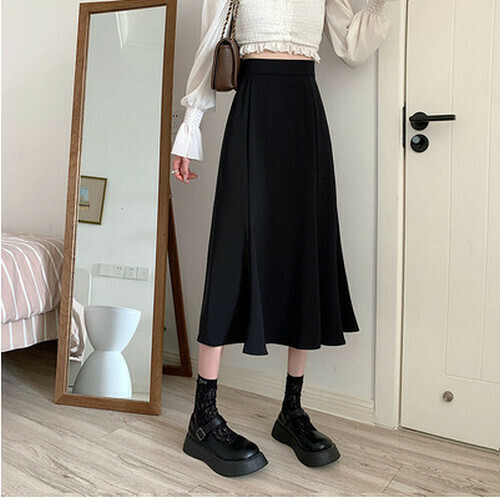 Hot Selling High Waist A-Line Skirt [Black] [Size S-L] (Please contact customer service to confirm the delivery size after placing the order)
