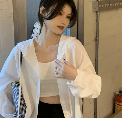 Hot Selling Hooded Sun Protection Shirt [White] [One Size Fits All]