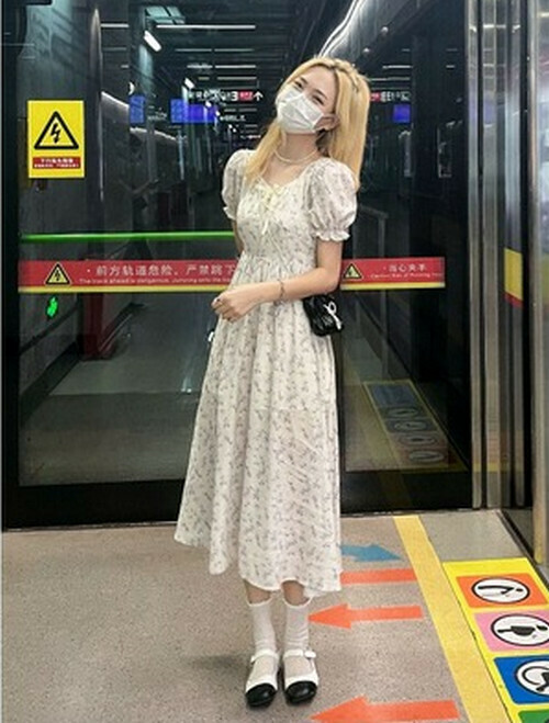 熱賣碎花雪紡長款連衣裙【S-L碼】（下單後請聯絡客服確認發貨尺碼）
