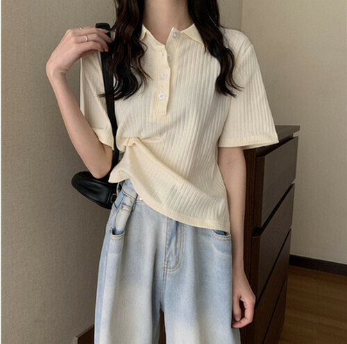 熱賣POLO翻領短袖T恤【杏色】【均碼】
