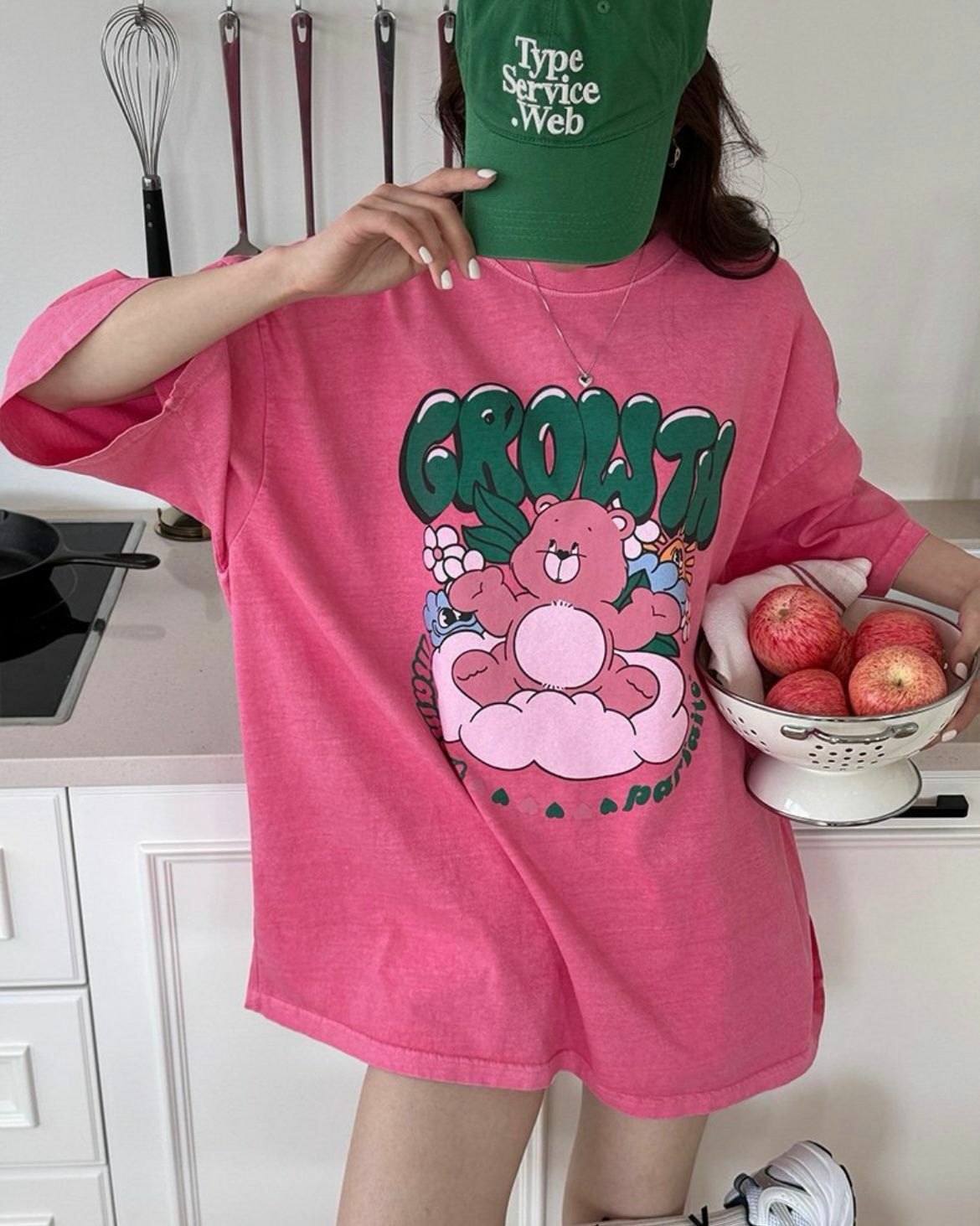 洗水熊仔圖案英文字短袖Tee T5419