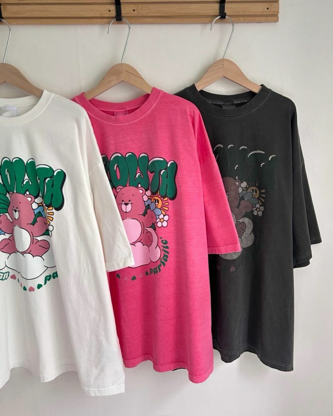 洗水熊仔圖案英文字短袖Tee T5419