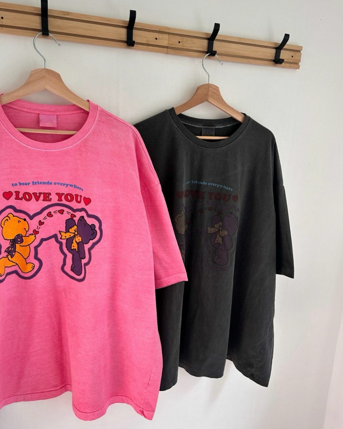 洗水熊仔圖案英文字短袖Tee T5421