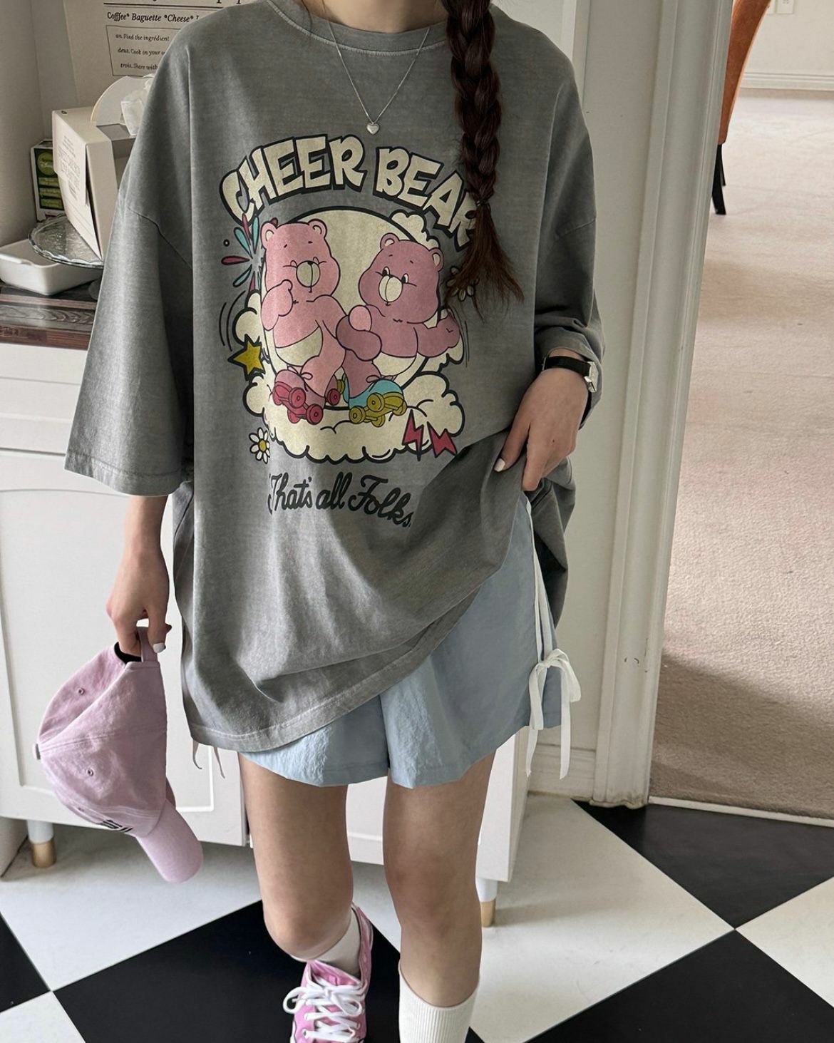 洗水熊仔圖案英文字短袖Tee T5422