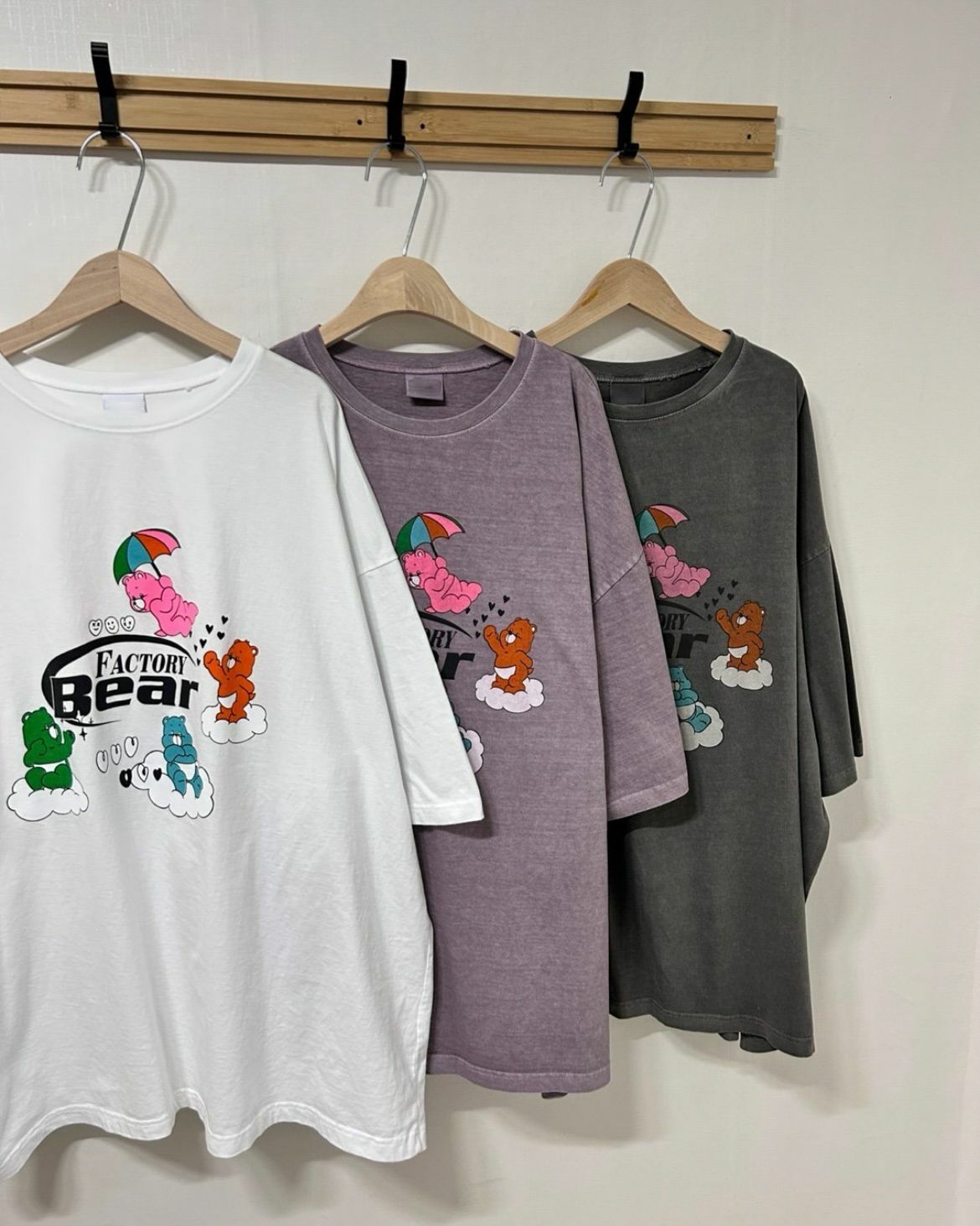 洗水熊仔圖案英文字短袖Tee T5423